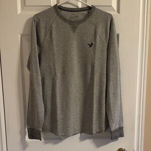 American Eagle Outfitters Men’s Gray Thermal Long-Sleeve Crew Sweatshirt